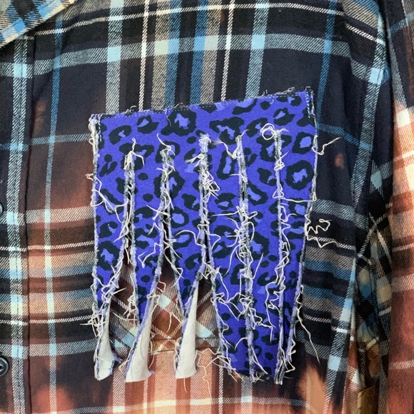 UpCycled Recycled Repurposed Dyed Bleach Plaid Flannel Juicy Couture Gypsy Y2K - Picture 3 of 5